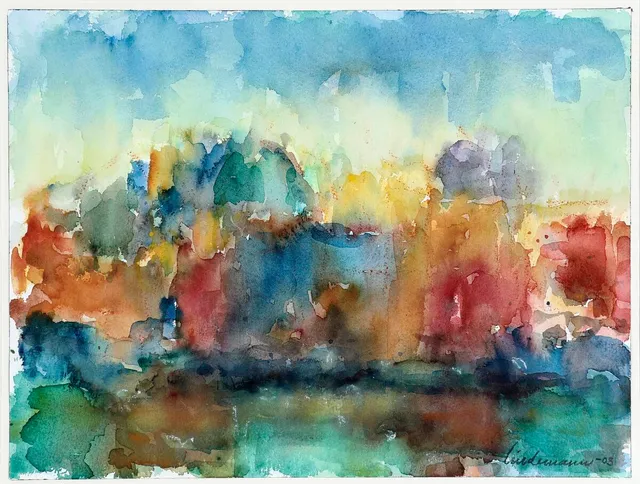 Untitled. Signed Lindemann -03. Watercolour on paper. Sheet size 30,5×40,5 cm.