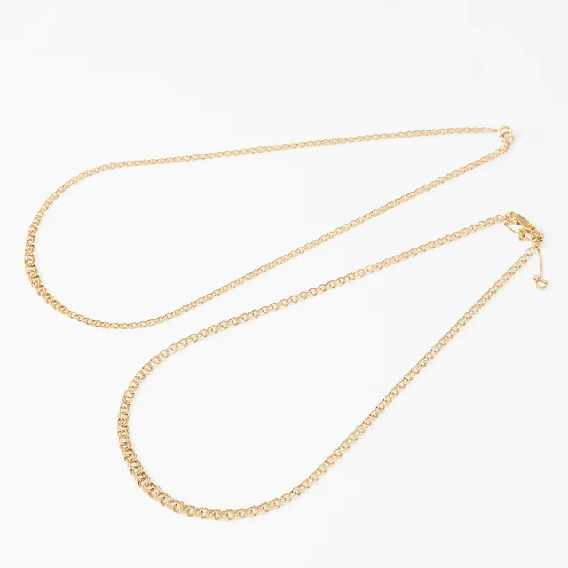 COLLIER, 2 st., 18 k guld, doserade Bismarcklänkar, svenska kontrollstämplar.