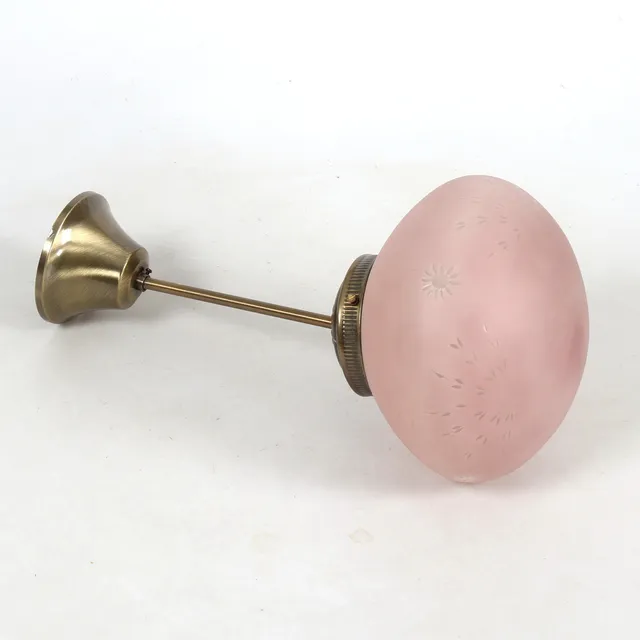 TAKLAMPA, mässing, glas, 1900-talet mitt.