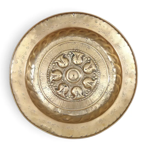 Charity dish in brass, from Dinant or Nuremberg, 16th Century.