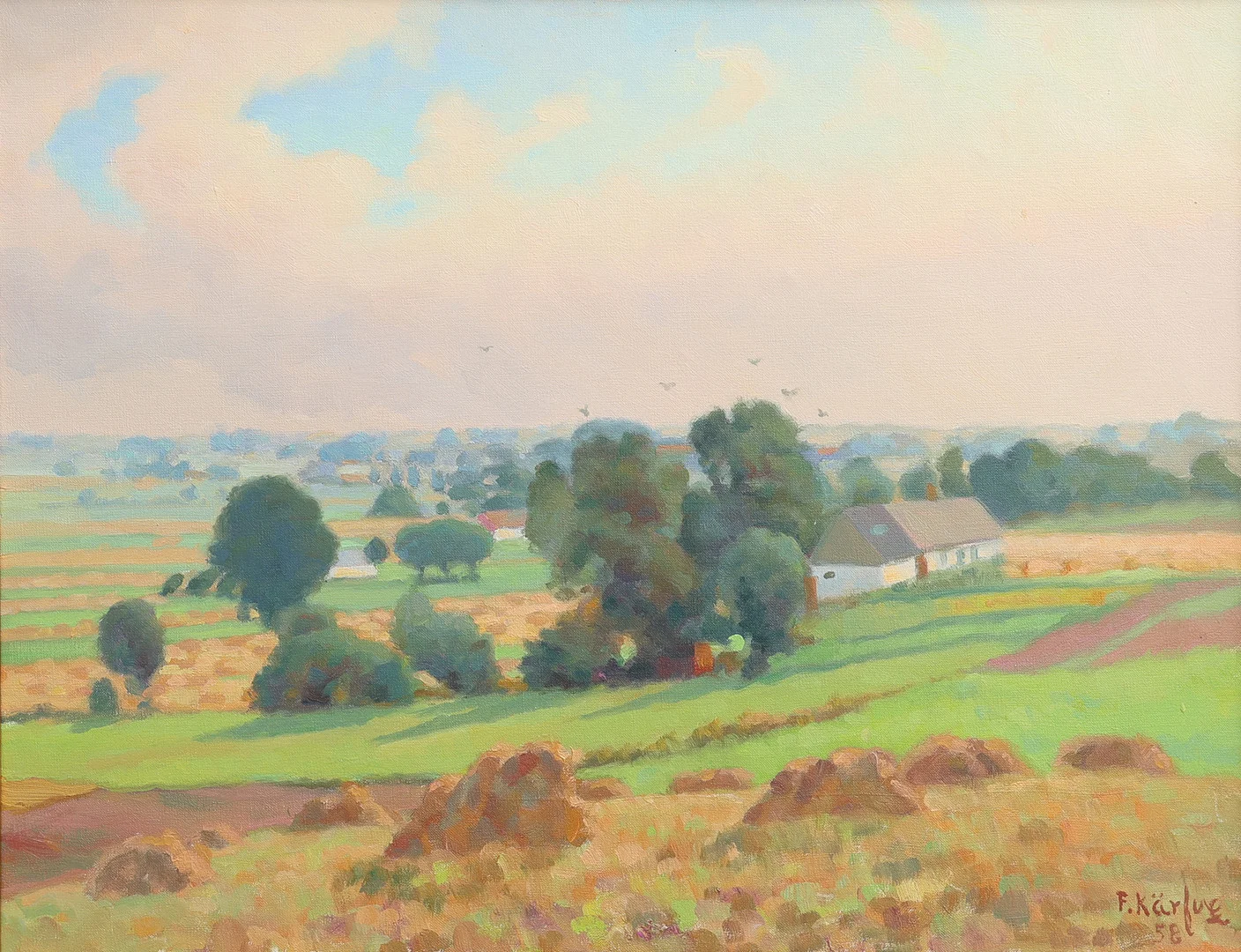 FRITZ KÄRFVE. GRÖNSKANDE LANDSKAP. — Paintings — Crafoord Auktioner Lund