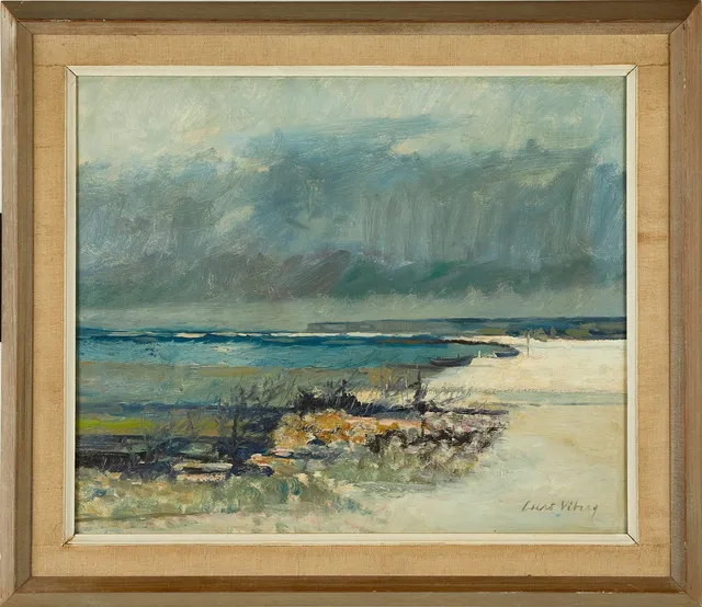 CURT VIBERG. Motiv av högklint gotland, olja på duk, 1900-talets andra hälft.