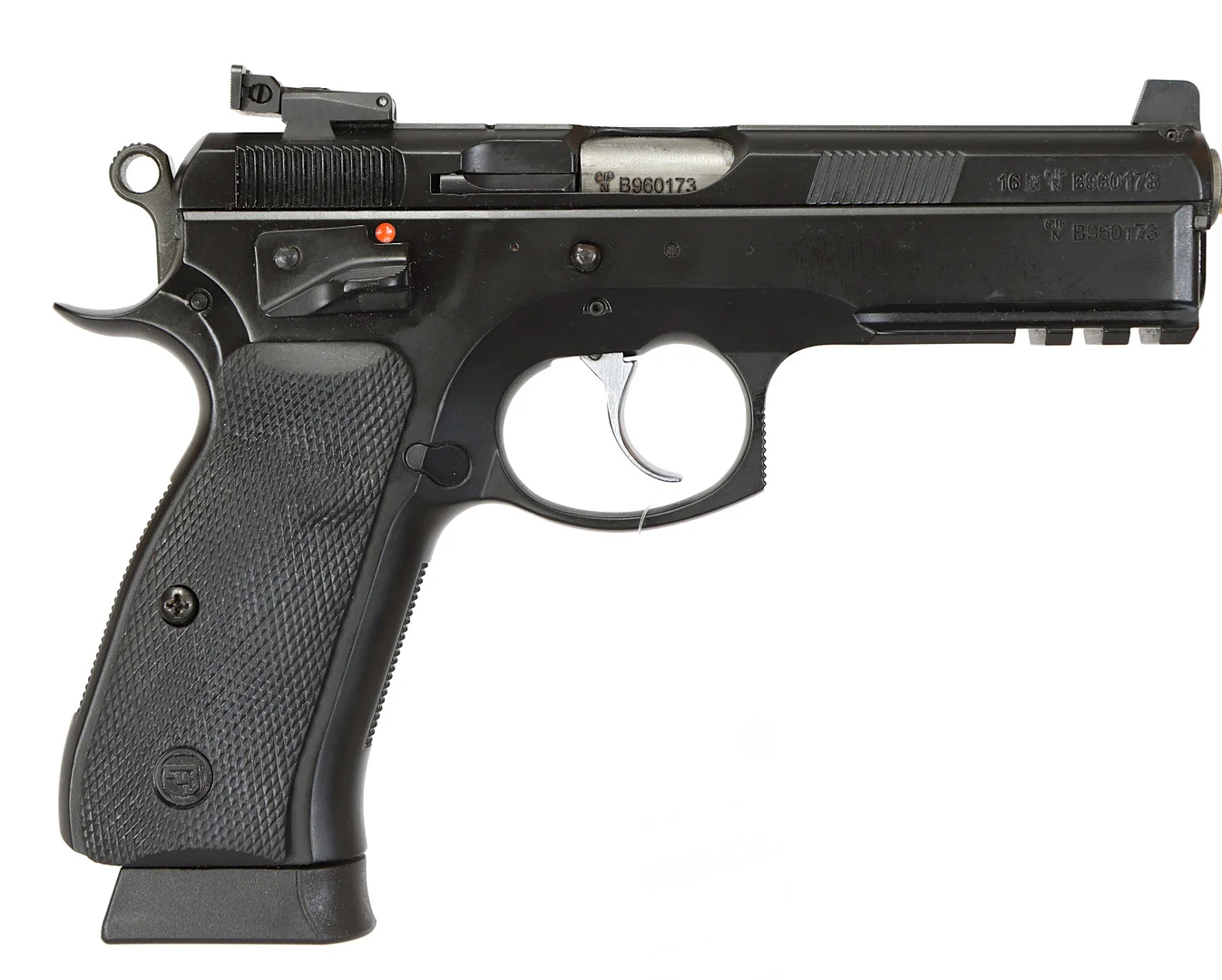 PISTOL, tjeckien, Halvautomatiskt, fabrikat CZ, modell 75 SP-01 Shadow, kaliber 9mm (9x19), tillv.nr B960173. — Pistols — Walter Borg