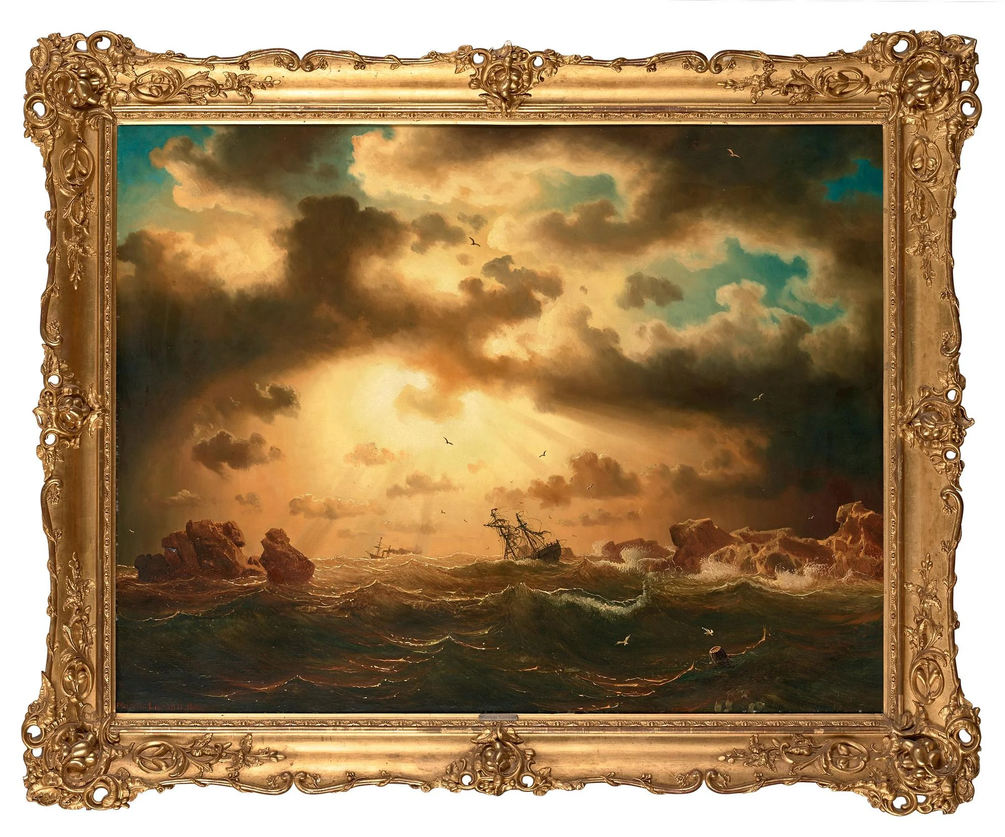 Marcus Larsson, Skeppsbrott under glödande himmel. — Bukowskis