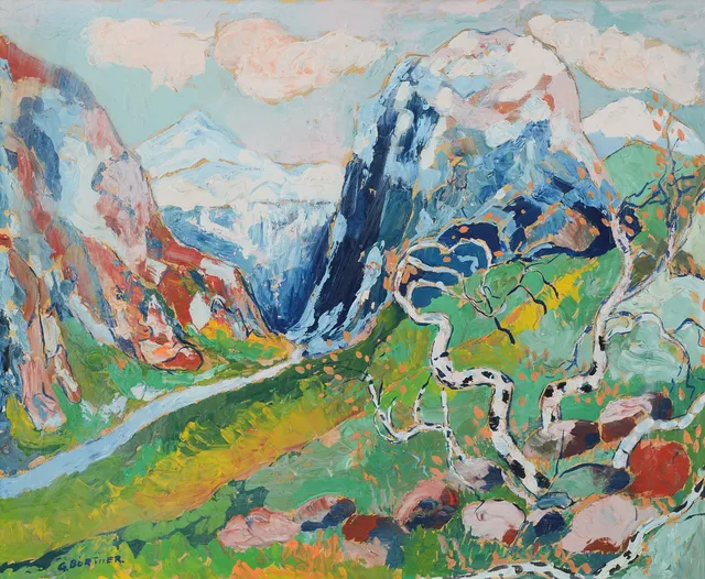 GUSTAF BÖRTNER. Landskap, olja på pannå, signerad.