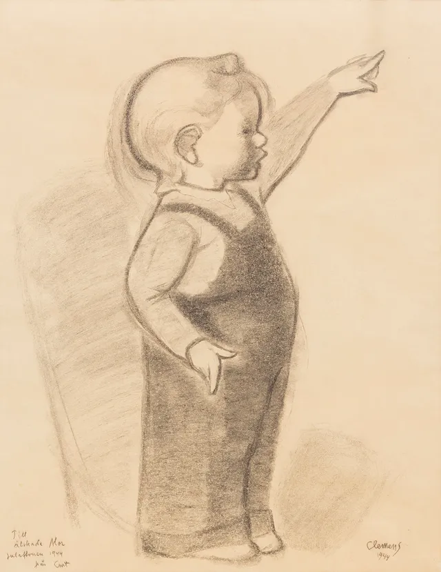 CURT CLEMENS. Pojke, blyertsteckning, signerad, daterad 1944.
