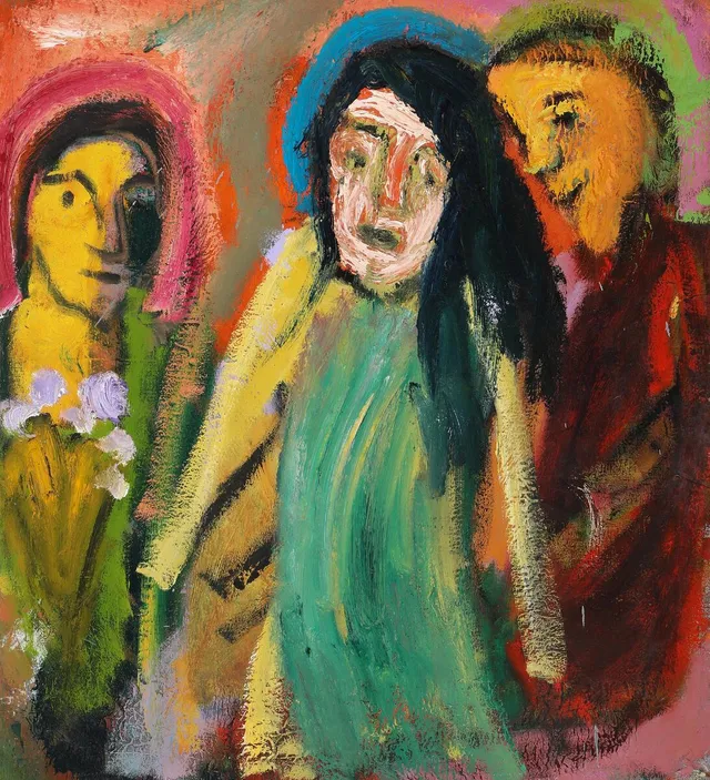 Figures. Signed on the reverse Lars Dan, Jan 87. Oil on canvas. 81×73 cm.