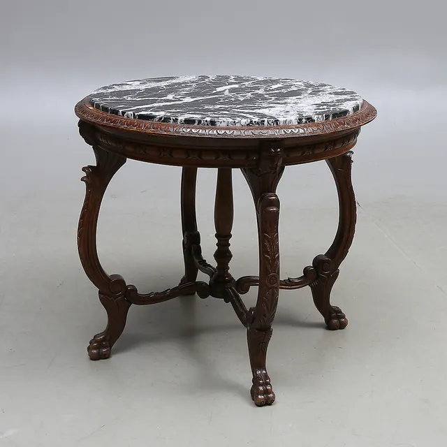 SOFFBORD, med stenskiva, rokokostil, 1900-tal.