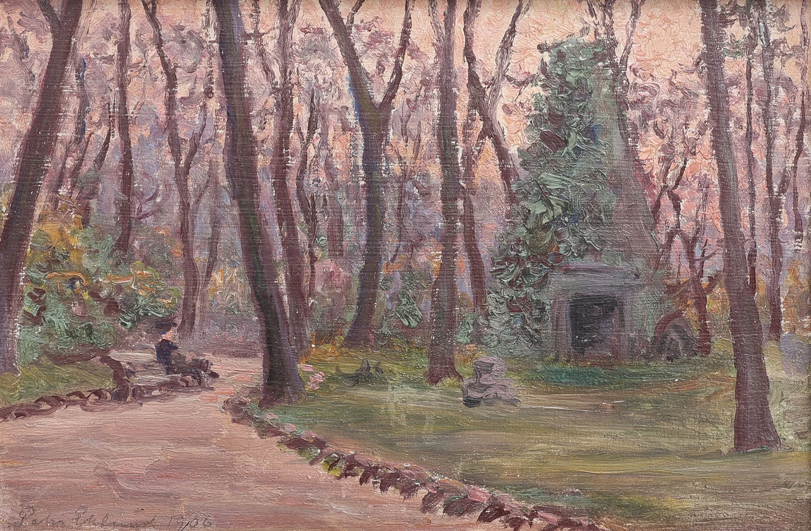 PEHR EKLUND. OLJA PÅ PANNÅ, "PARC MONCEAU, PARIS", SIGNERAD OCH DATERAD 1906. — Paintings — Crafoord Auktioner Lund