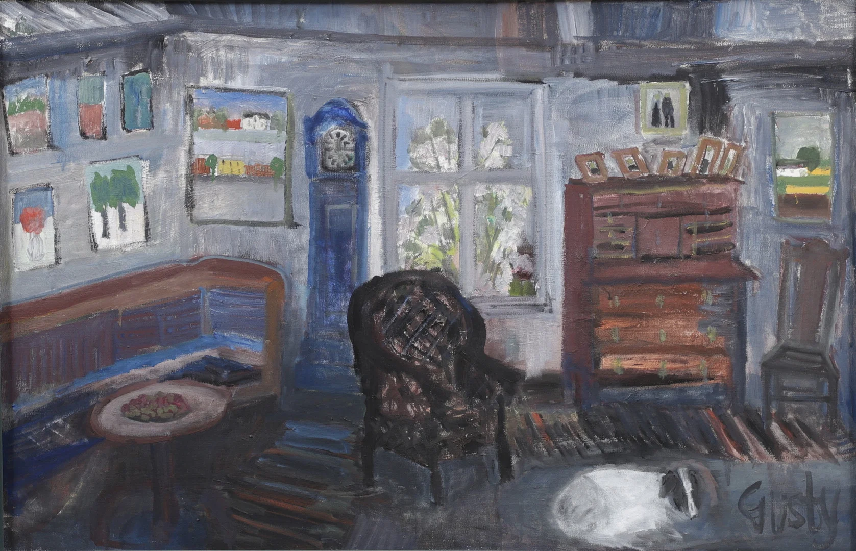 GUSTY OLSSON. "Interiör", olja på duk, signerad. — Paintings — Växjö Auktionskammare