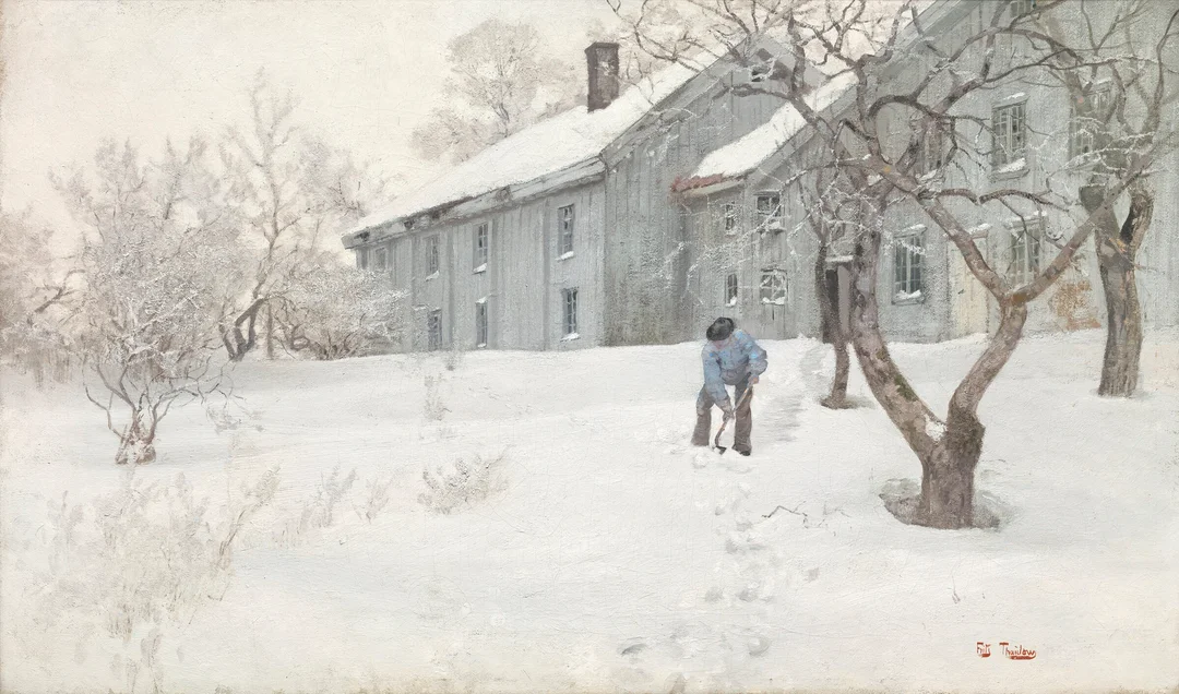 Thaulow, Frits — Snømåking — Kunst/Maleri — Blomqvist