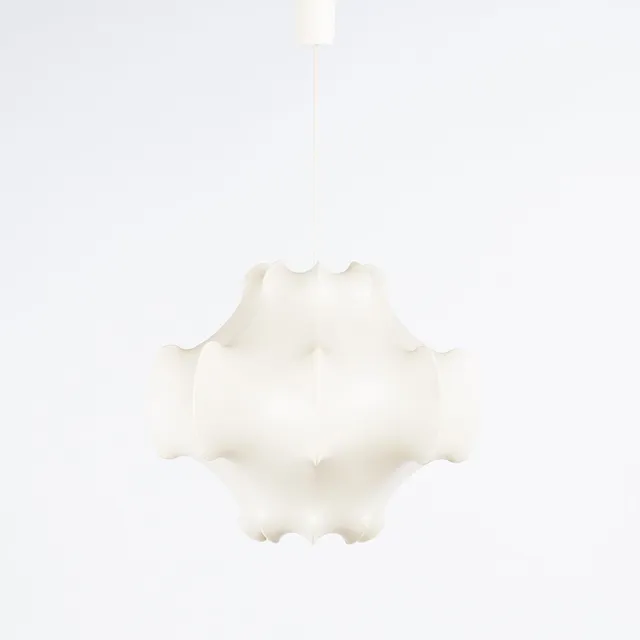 ACHILLE & PIER GIACOMO CASTIGLIONI. Flos, Pendelleuchte / Lampe, Modell 'Viscontea', Metall, synthetischer Kunststoff, Italien, Entwurf 1960.