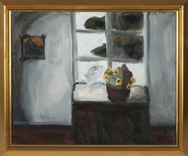 JONNE BERGSTRÖM. "Mörka moln", olja på duk, signerad.