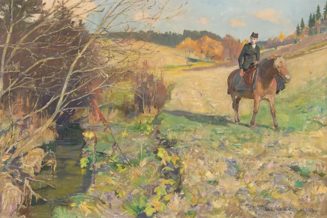 Munthe, Gerhard — Rytter i høstlandskap, 1893