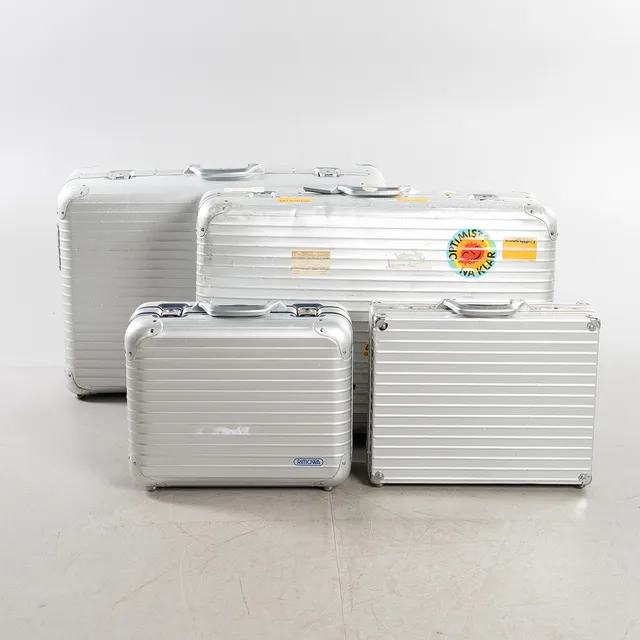 RESVÄSKOR SAMT ATTACHÉ, 4 delar, Rimowa, anodiserad aluminium.