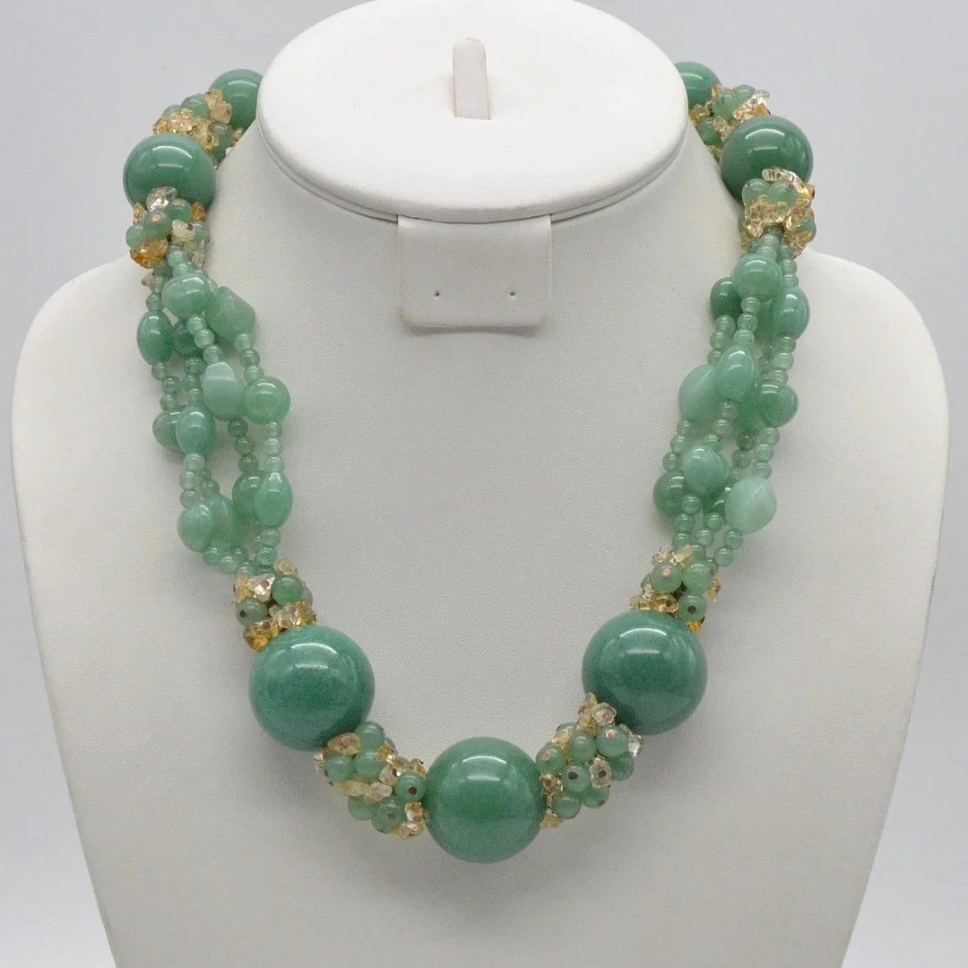 DESIGNERCOLLIER MIT AVENTURIN UND CITRIN, VERSCHLUSS AUS STERLINGSILBER, POLIERTE OBERFLÄCHE, CA. 50 CM. — Necklace — Kunst- und Auktionshaus Kleinhenz