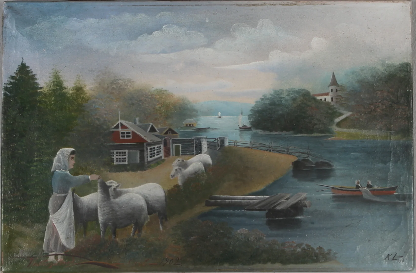 CARL LJUNGBERG. Gåramålning, "Motiv fr Vestergötland.....1902", olja på duk, signerad K.L. — Paintings — Auktionshuset Kolonn
