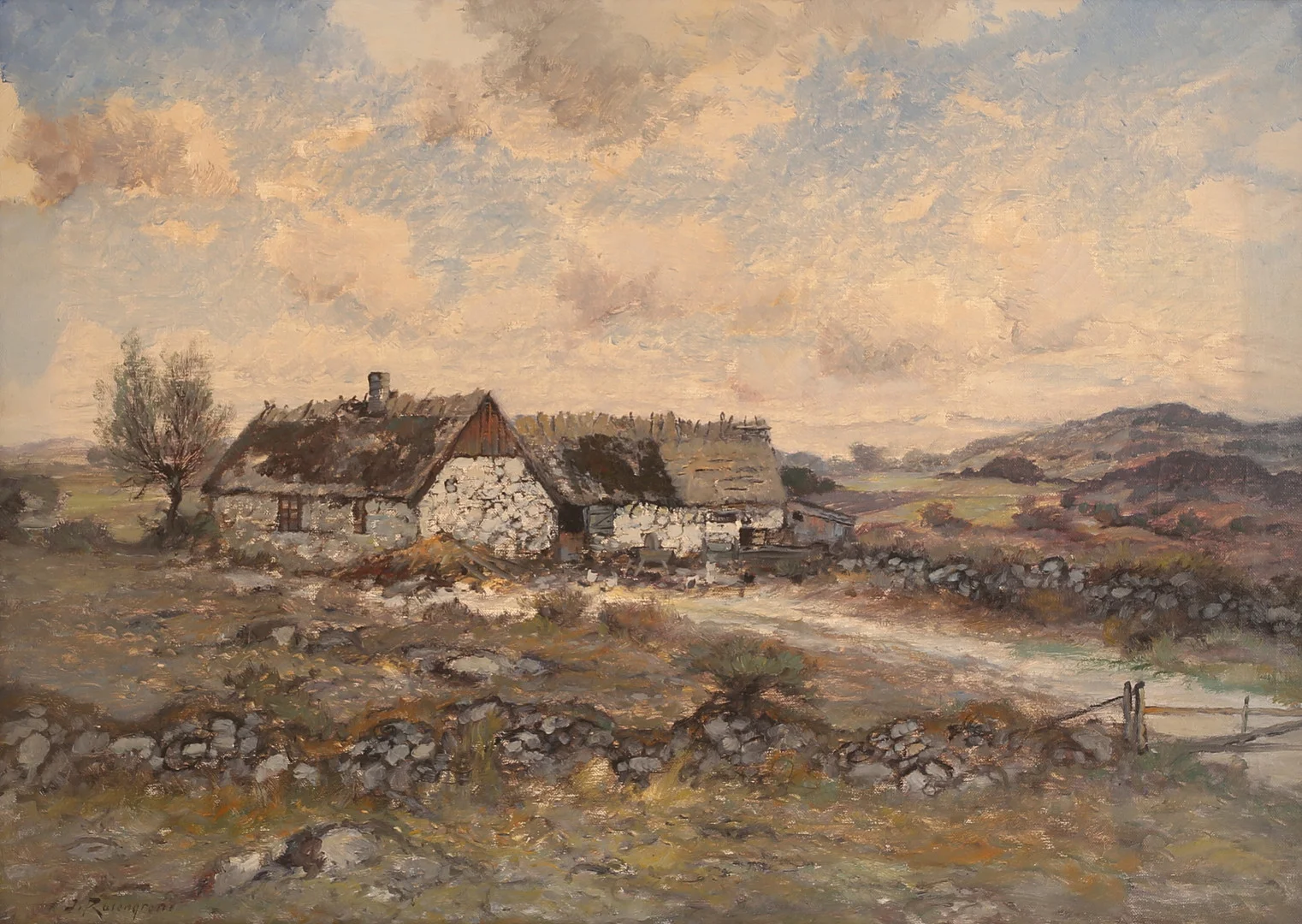 JEAN ROSENGREN. Olja på duk, skånegård, signerad. — Paintings — RA Auktionsverket Norrköping