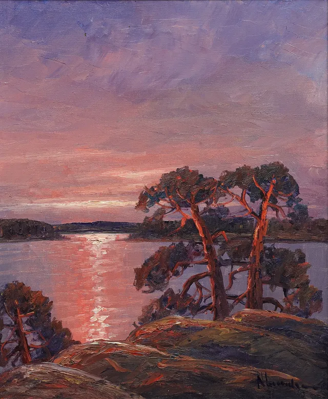 NILS LANDZELIUS. olja på duk, signerad.