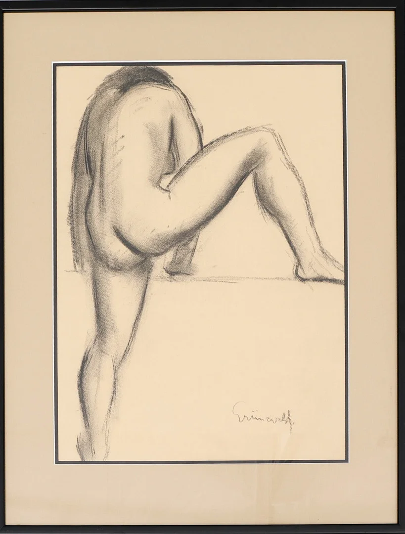 ISAAC GRÜNEWALD. Kolteckning, signerad, "Kvinnostudie". — Drawings — Södermanlands Auktionsverk
