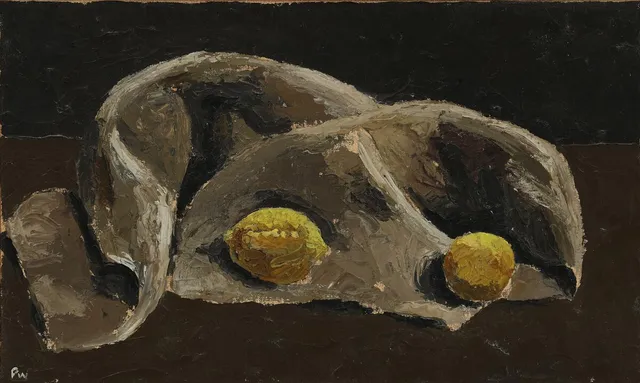 “Opstilling” (still life), 1972. Signed, titled and dated on the reverse. 33×55 cm.