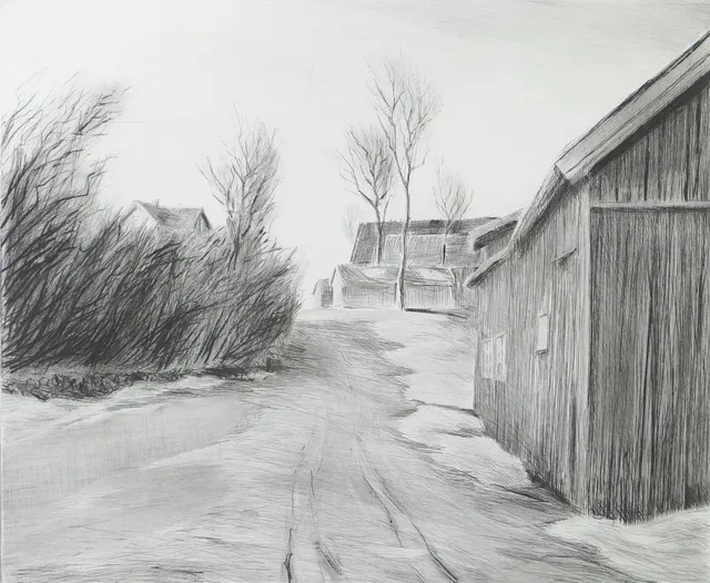 OLLE AGNELL. "Vårvinter", etsning, signerad Agnell.