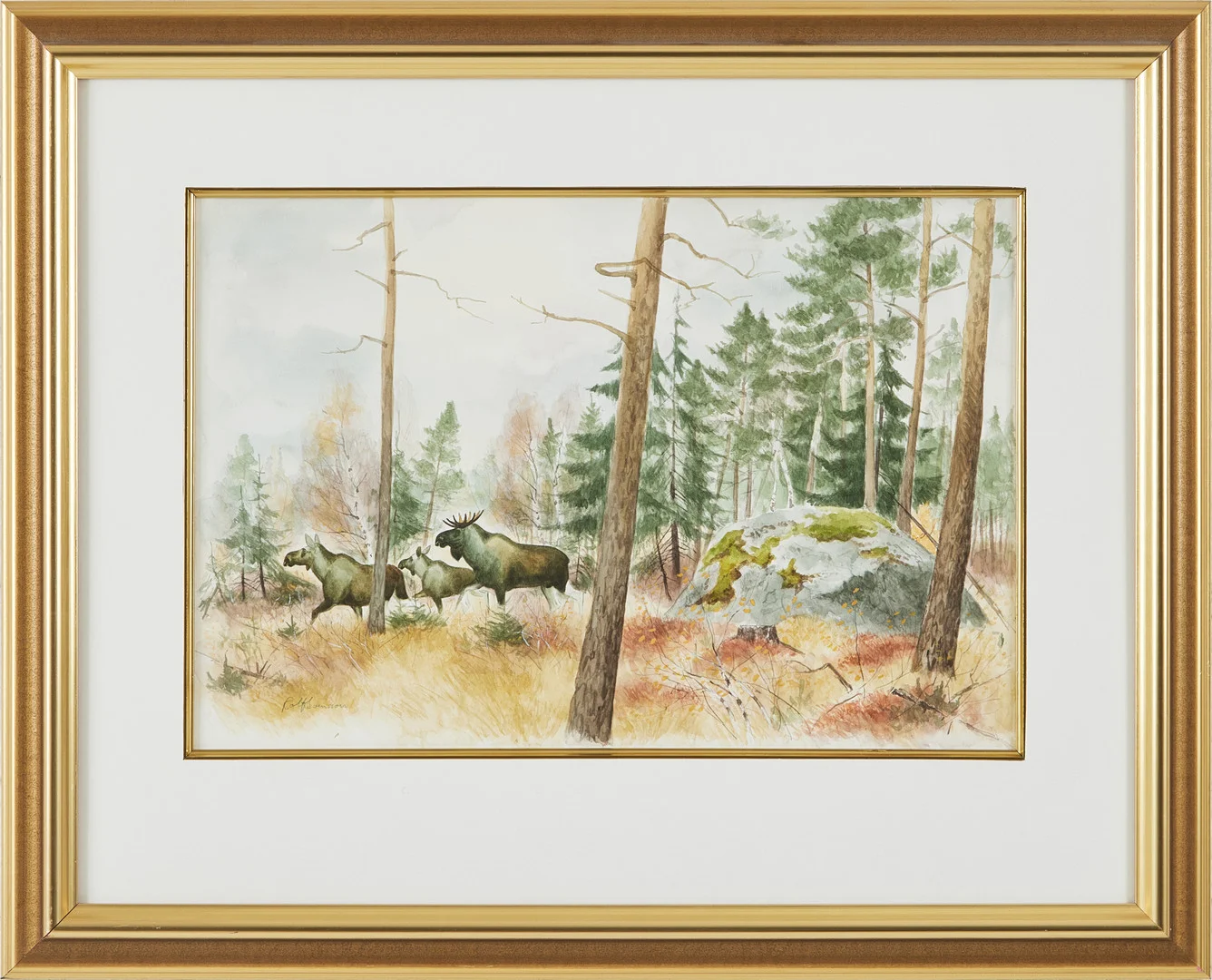 ROLF SVENSSON (F. 1946). Älgfamilj, akvarell, signerad. — Paintings — Stockholms Auktionsverk Magasin 5