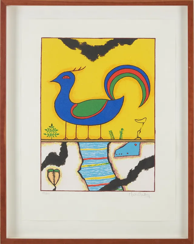 MARTIN BRADLEY. Fågel, färglitografi, numrerad 157/300, signerad.