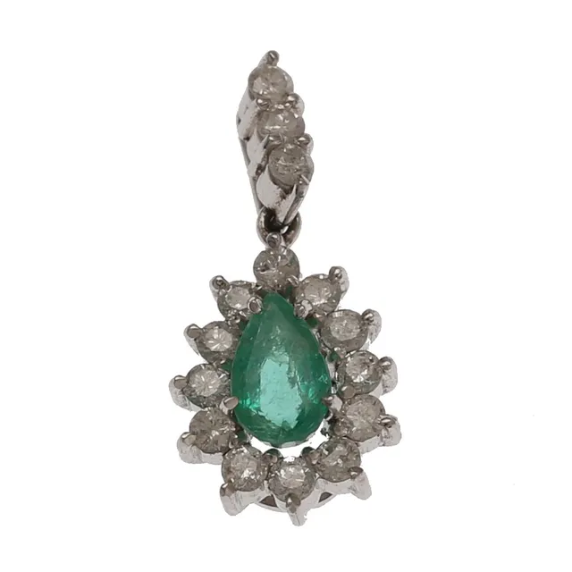 H. STERN. Emerald and diamonds rosette pendant.
