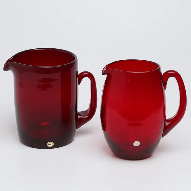 KARAFFER, två st, glas, Rejmyre.