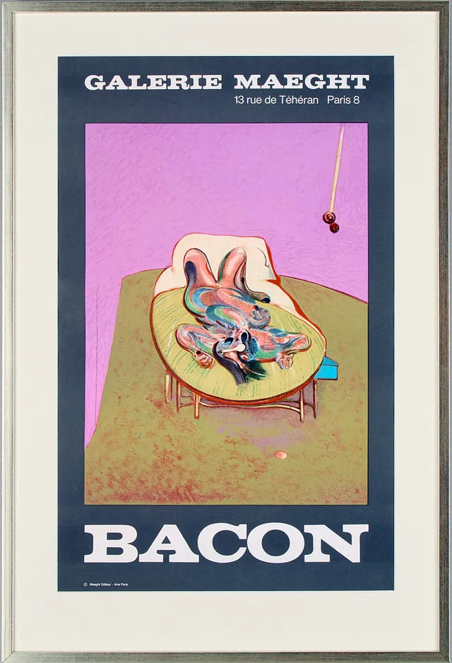 FRANCIS BACON. EFTER. "Personnage couché", utställningsaffisch för Galerie Maeght, Paris 1966.