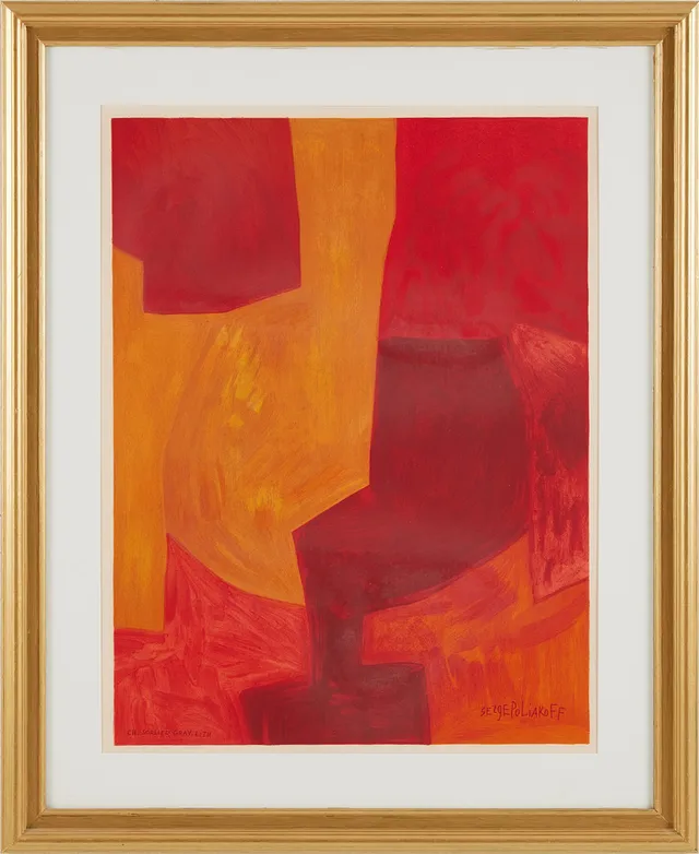 SERGE POLIAKOFF. EFTER. Komposition, signerad Serge Poliakoff i trycket, färglitografi.