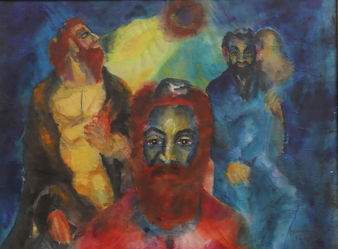 OIDENTIFIERAD KONSTNÄR. Akvarell, figurkomposition, signerad och daterad 1980. — Paintings — Ekenbergs Auktioner