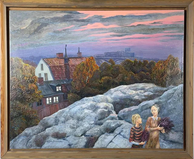 MARIA BOCZEWSKA. Utsikt från Åsöberget, Stockholm, olja på duk, signerad.