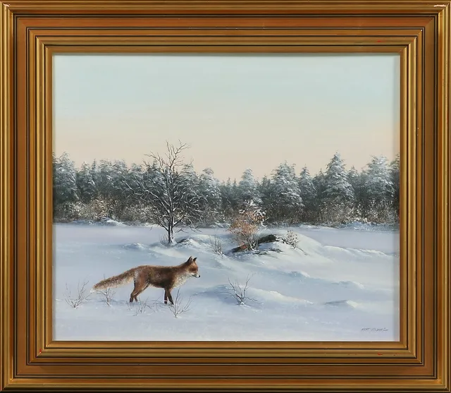 ARNE ANDERSON. Räv i vinetrlandskap, olja på duk, signerad.