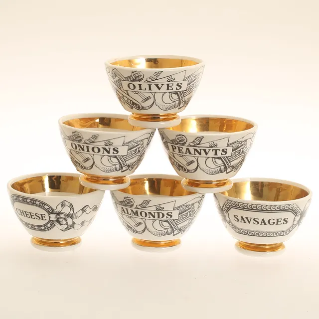 PIERO FORNASETTI. Koppar, 6 st, porslin, Italien.