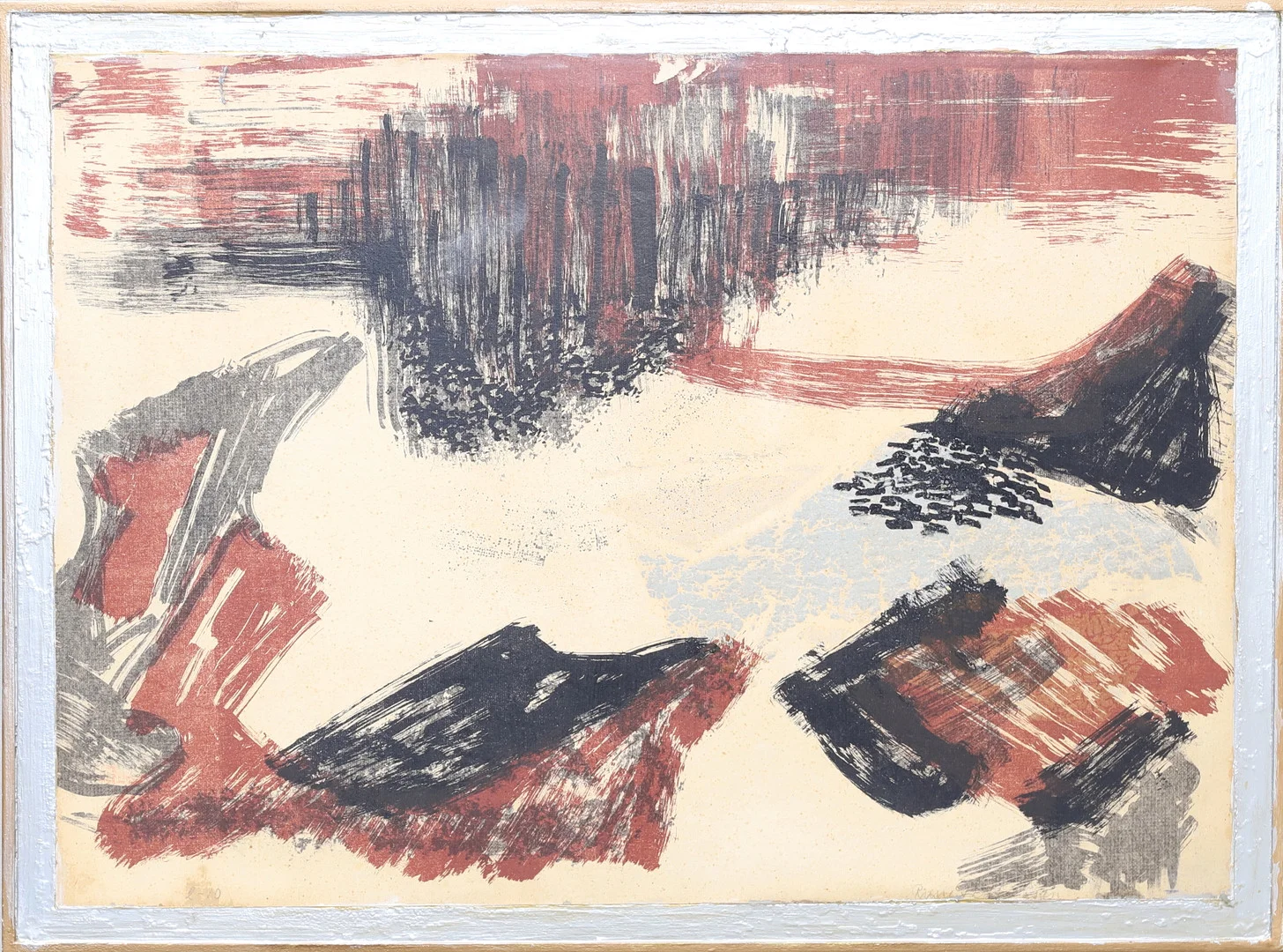 RUNE PETTERSSON. Abstrakt komposition, träsnitt uppklistrad på pannå, signerad samt numrerad 2/10. — Engravings & Prints — Gomér & Andersson Nyköping