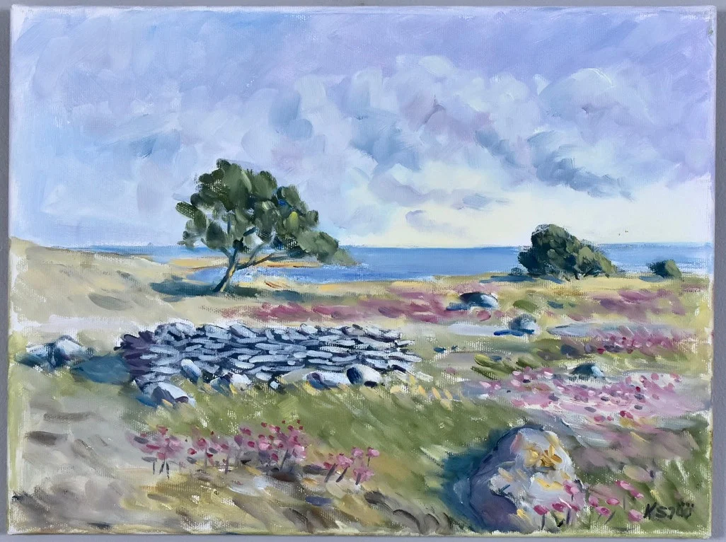 KENNETH SJÖÖ. oljemålning på duk, "Triften blommar" - motiv från Gotland. — Paintings — Halmstads Auktionskammare
