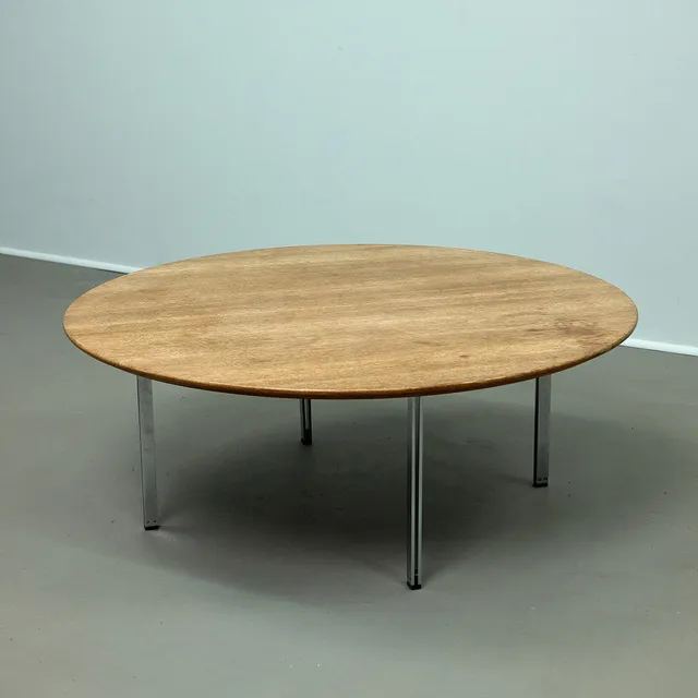 FLORENCE KNOLL. für Knoll, Couchtisch, „Parallel Bar“, Chrom, Teakholz, 1960er Jahre.