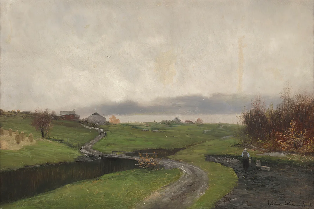 Skramstad, Ludvig — Gårdslandskap — Kunst/Maleri — Blomqvist