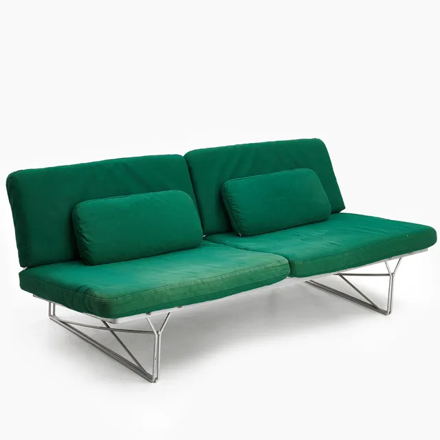 NIELS GAMMELGAARD. Soffa, "Moment", krom, grön textilklädsel, formgiven 1985 för IKEA.