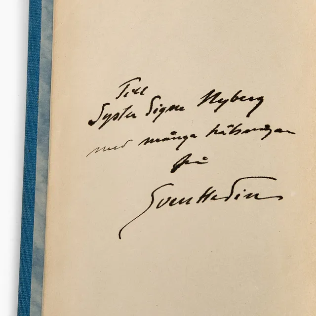 SVEN HEDIN. Till Jerusalem, med dedikation till Syster Signe Nyberg, Albert Bonniers förlag, Stockholm 1917.