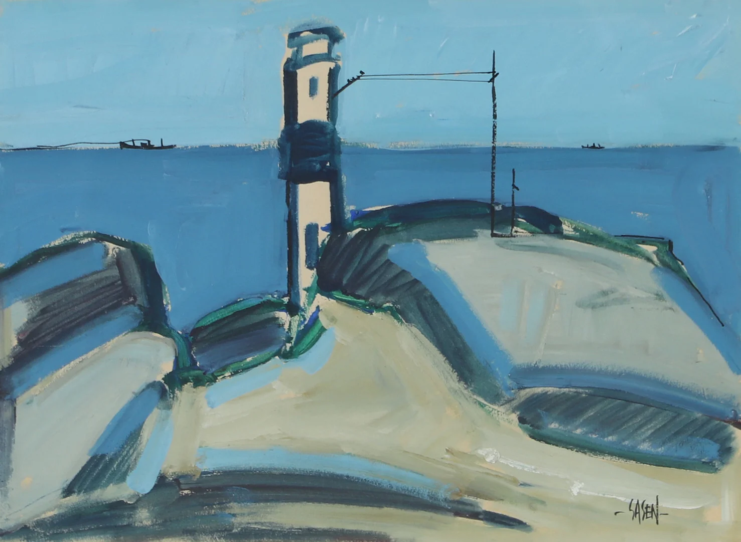 STIG SASEN. "Bohuslän", gouache, signerad Sasen. — Paintings — Helsingborgs Auktionskammare