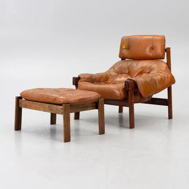 Percival Lafer, fåtölj samt fotpall, Lafer MP, Brasilien, 1960/70-tal.