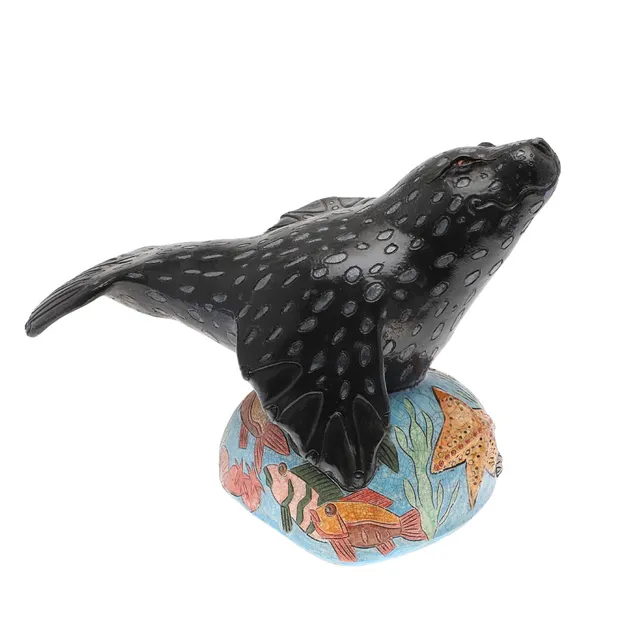 JENNIE HALE (B 1956). LARGE RAKU STUDIO POTTERY FIGURE OF A SEAL.
