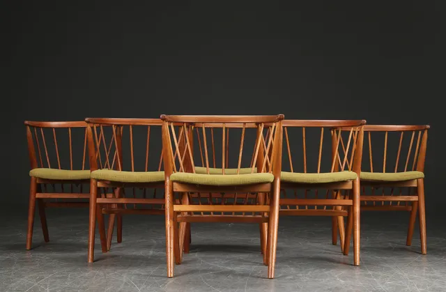 Helge Sibast. Six teak and oak lounge chairs (6)