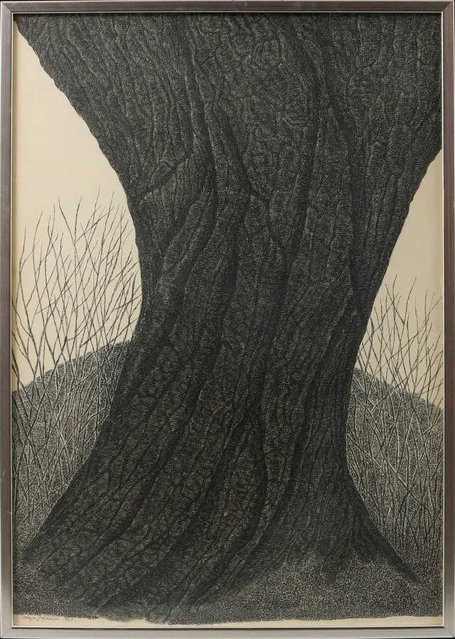 MONA JOHANSSON. "Stammen", litografi, signerad och daterad 1963.