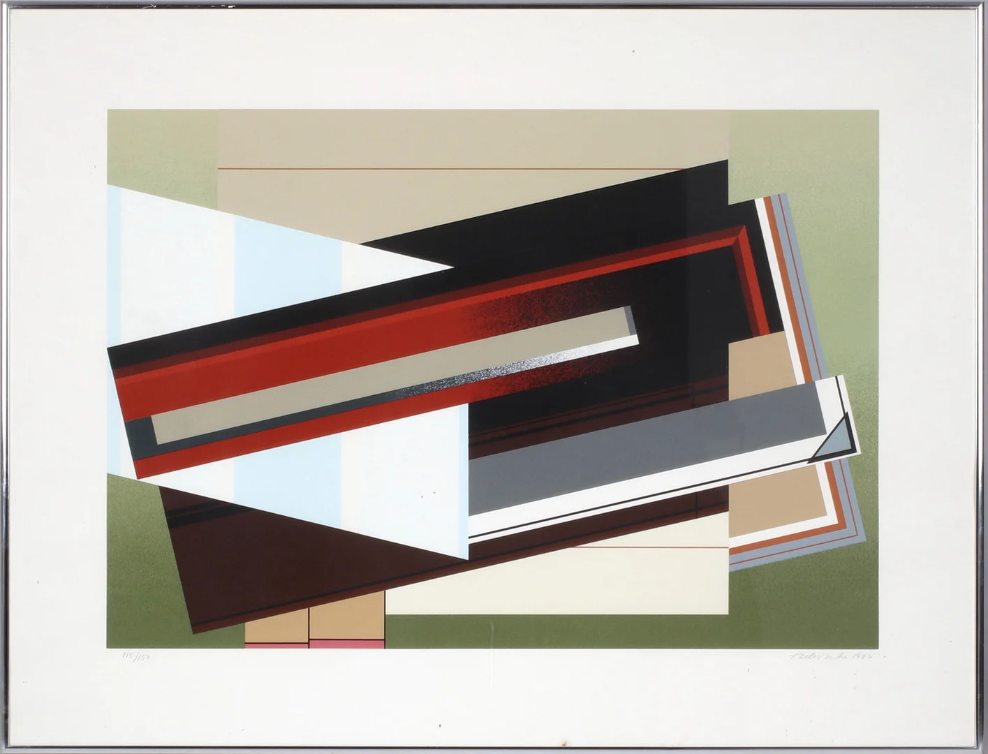 PEDER DUKE. Komposition, litografi signerad och numrerad 115/150, daterad 1984. — Engravings & Prints — Stadsauktion Sundsvall