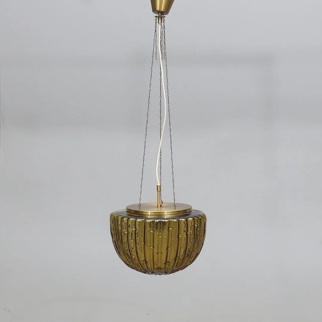 TAKLAMPA, glas och mässing, möjligen Carl Fagerlund, Orrefors, 1960/70-tal. — Ceiling lights — Gomér & Andersson Norrköping