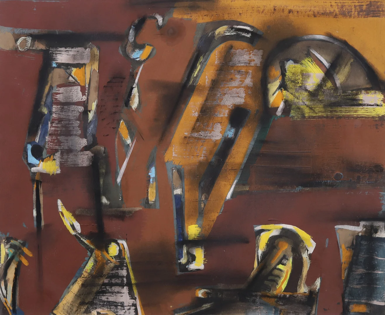 ENDRE NEMES. "Odeciderade gestalter", blandteknik, signerad. — Paintings — Garpenhus Auktioner